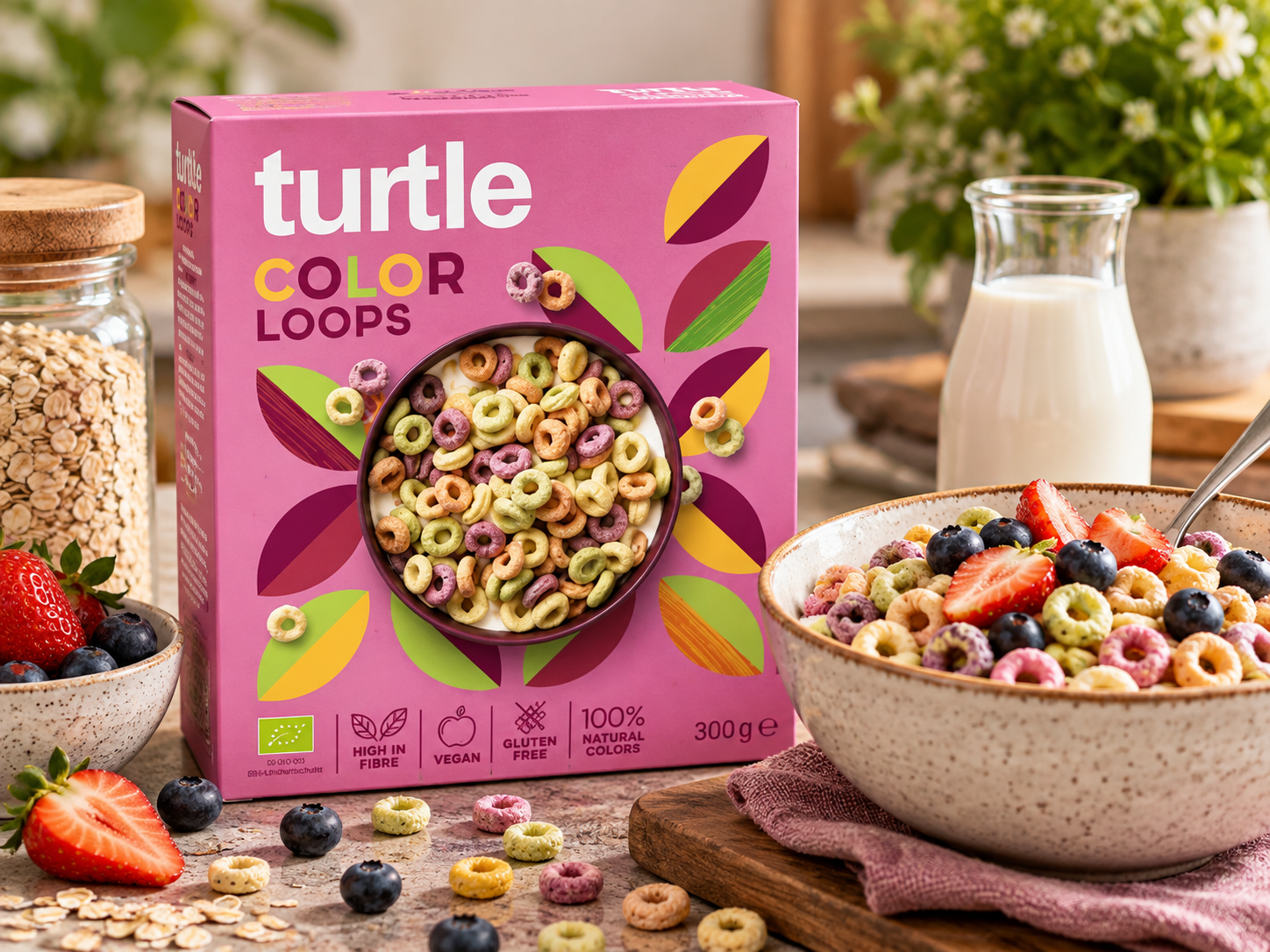 Bezlepkové snídaňové CEREÁLNÍ KROUŽKY, Colour Loops, 300g, eshop.celiakarna.cz